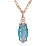 14K Rolled Gold Luxury Big AAA Zircon Brown Blue Greay Green Crystal Luxury Necklace