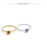 18K Gold Plated Popular Stainless Steel Metal Cast Small Flower Fashion Ring