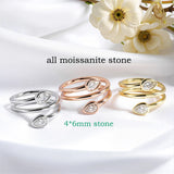 Luxury Pear Cut 4*6mm VVS1 D Colour Moissanite Diamonds Silver Wedding Rings