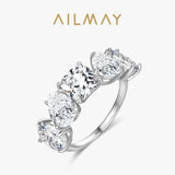 Luxury Trendy Dazzling 925 Sterling Silver AAAA Lab Created Diamond Rings