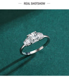 New Luxury Cushion Cut AAAA Lab Created Diamond Sterling Silver Square Ring