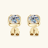 Sparkling 6.5MM 1CT Moissanite Diamonds Silver Square Shape Unisex Stud Earrings