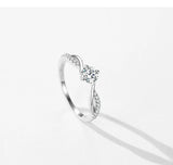 Superb 1CT Delicate, Twisted AAAA Lab Created Diamond 925 Sterling Silver Ring