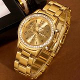 New Arrival Ladies Crystal Diamond Quartz Gold and Silver Colour Dress Watches for Women - The Jewellery Supermarket