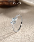 Fabulous Silver Geometric Design Sparkling Pear Cut AAAA Lab Created Diamond Rings