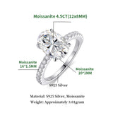 Amazing 4.5CT Oval Cut VVS1 D Colour Moissanite Diamond 18KGP Silver Engagement Ring