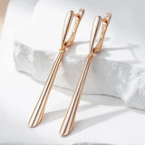 Elegant Fashion Glossy Rolled Rose Gold of 14-Karat Purity Long Earrings For Women - Daily Jewellery