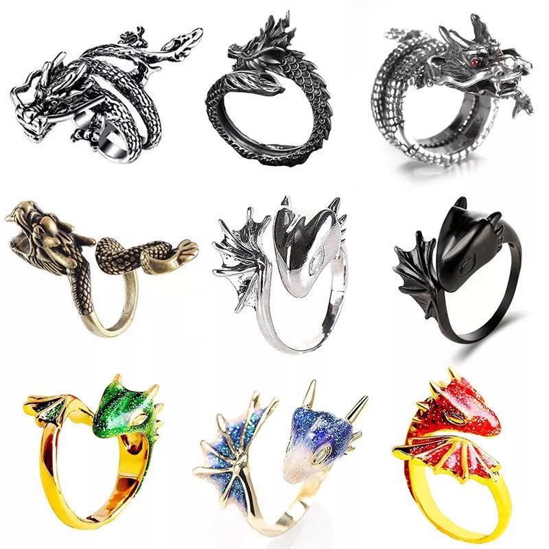 Gothic Punk Dragon Retro Viking Animal Adjustable Finger Rings for Women and Girls - Personality Magical Jewellery Gifts - The Jewellery Supermarket