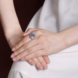925 Sterling Silver Blue Peacock Design Handmade Rings For Women Fine Jewellery