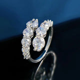 Amazing 3.26 Carat 6 Stone VVS1 D Colour Moissanite Diamonds Silver Engagement Ring