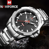 New Arrival Silver Colour Stainless Steel Sport Military Date Week Quartz Men's Waterproof Business Wristwatches - The Jewellery Supermarket