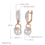 14 Karat Rolled Gold Grey Pearl AAA Zircon Diamonds Women's Long Drop Luxury Earrings