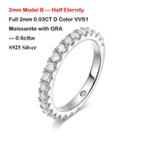 Sparkling 2.2cttw 3mm D Colour Moissanite Diamonds Full Eternity Rings - 18K Gold 925 Silver Plated Wedding Rings