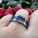 Pipe Cut Polished Finish Groove Inlay Silver Colour Men Women Tungsten Wedding Rings