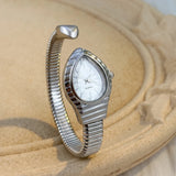 Waterdrop Case Single-Coil Snake Bangle Luxury Art Deco Inspired Ladies Watch