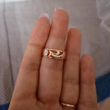 Stunning Hollow Vintage Pattern Filled 14K Rose Gold AAA White Zircon Dimaonds Rings, Smooth Geometric Jewellery