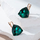 14 Karat Rolled Gold Dark Green Big AAA Zircon Crystal Drop Earrings Luxury Jewellery