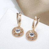 Shiny AAA CZ Diamonds Rolled 14K Rose Gold Long Drop Earrings For Women Fine Jewellery