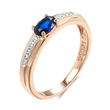 Latest Luxury 14K Rolled Rose Gold in Silver Colour Blue AAA Zircon Ring For Women - Daily Fine Vintage Jewellery
