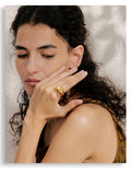 18K Gold Plated Stainless Steel High Quality Texture Geometric Cast Statement Ring