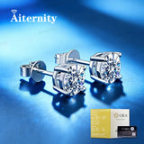 Dazzling 0.3CT 0.5CT 2CT Silver Square Round Moissanite Diamonds Stud Earrings