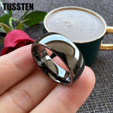 New Arrival Black Blue Domed Polished Finish Tungsten Carbide  Men Women Wedding 6MM/8MM Rings - The Jewellery Supermarket