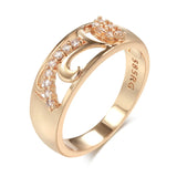 Stunning Hollow Vintage Pattern Filled 14K Rose Gold AAA White Zircon Dimaonds Rings, Smooth Geometric Jewellery