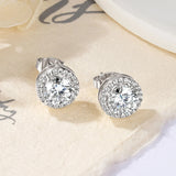 Super 5mm/6.5mm Moissanite Diamonds Halo Stud Earrings for Women Men Fine Jewellery