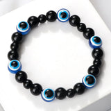 Blue Evil Eye Beaded Charm Bracelets - Natural Cat Eye Stone Opal Adjustable Lucky Yoga Jewellery - The Jewellery Supermarket