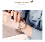 New Elegant Luxury Zircon Diamonds Quartz Movement 34mm Stainless Steel Mesh Leather Strap Casual Fashion Wristwatch