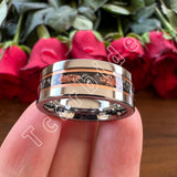 Pipe Cut Polished Finish Groove Inlay Silver Colour Men Women Tungsten Wedding Rings