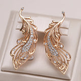 14K Rolled Gold Long Tassel Pendant AAA Zircon Diamonds Luxury Personality Earrings
