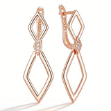 14 Karat Gold Filled Glossy Rhombus Design AAA Zircon Diamonds Dangle Earrings