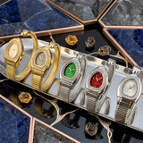 Honeycomb Bullet Texture Dial Single-Coil Snake Bangle Futuristic Statement Watch