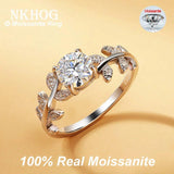 Fabulous Real 1ct Moissanite Diamond Leaf Rings S925 Silver 18k White Gold Colour Wedding Fine Jewellery With GRA