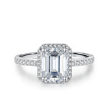 Awesome 1ct 2ct Emerald Radiant Cut VVS1 D Colour Moissanite Diamond Silver Ring