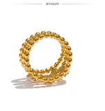 18K Gold Plated Exquisite Stainless Steel AAA Cubic Zirconia Multi Layer Stylish Ring