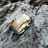 Double Grooved High Polished Shiny 8mm Mens Tungsten Engagement Rings Comfort Fit