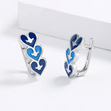 High-quality Blue Colour Handmade Enamel Heart-Shaped Earrings