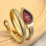 New Snake-Shaped Water Drop Headed Stainless Steel Strap Elegant Quartz Watch