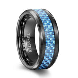 New Black Carbon Fiber 8mm Tungsten Steel Carbide Ring Mens Wedding Band