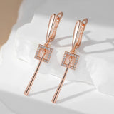 Glossy 14Karat Filled Gold AAA Lab Created Zircon Diamonds Long Dangle Earrings