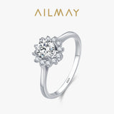 Flower Design Shining AAAA Lab Created Diamonds Fashion Sterling Silver Ring
