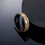 Whiskey Barrel Wood Between Guitar Strings Aluminum Dross 8mm Mens Tungsten Rings