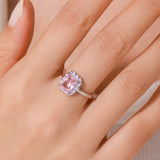 High Quality Sterling Silver Romantic Pink AAAA Lab Created Diamond Enamel Ring