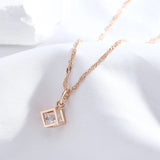 Unique 14K Rolled Rose Gold AAA Zircon Crystal Rubik's Cube Shaped Necklace For Woman - Fashion Cute Jewellery