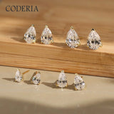 1CT 2CT Pear Cut D VVS1 Moissanite Diamonds 18k Gold Plated Silver Stud Earrings
