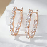 Hot Style Black or White 14K Rolled Rose Gold AAA Zircon Crystals Long Drop Earrings - Luxury Fashion Jewellery