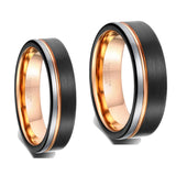 Black Tricolor Tungsten Steel Carbide  6/8mm Engagement Wedding Rings for Men Women