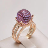 Awesome Elegant Filled 14K Rose Gold  Purple AAA Zircon Crystal Ball Crown Big Ring -  High Quality Fine Jewellery
